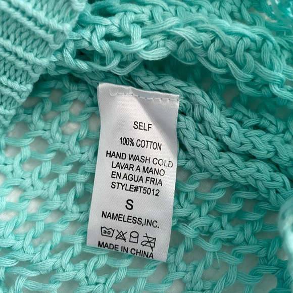 Aqua sweater by Nameless. Size small. Knit with open back accent. - Picture 4 of 4